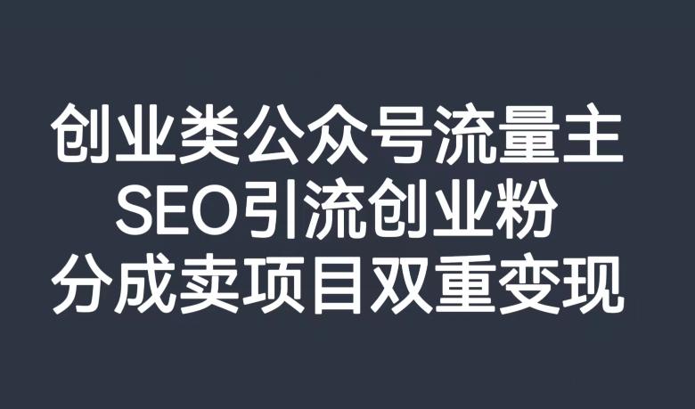 创业类公众号流量主，SEO引流创业粉，分成卖项目双重变现【揭秘】-资源宝库