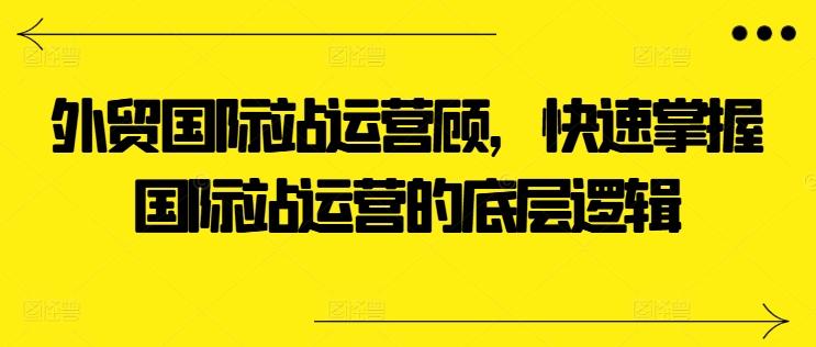 外贸国际站运营顾问，快速掌握国际站运营的底层逻辑-资源宝库