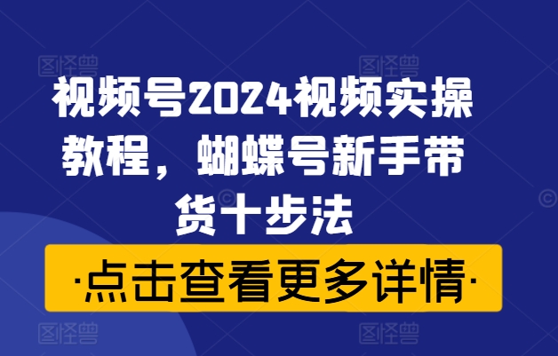 视频号2024视频实操教程，蝴蝶号新手带货十步法-资源宝库