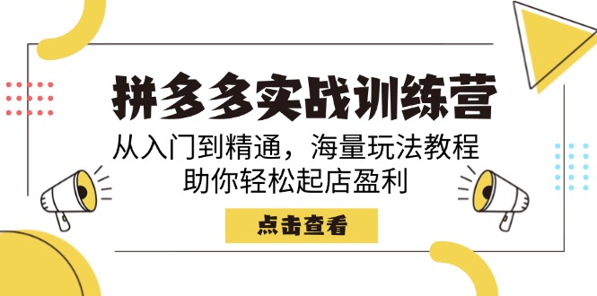 拼多多实战训练营，从入门到精通，海量玩法教程，助你轻松起店盈利-资源宝库
