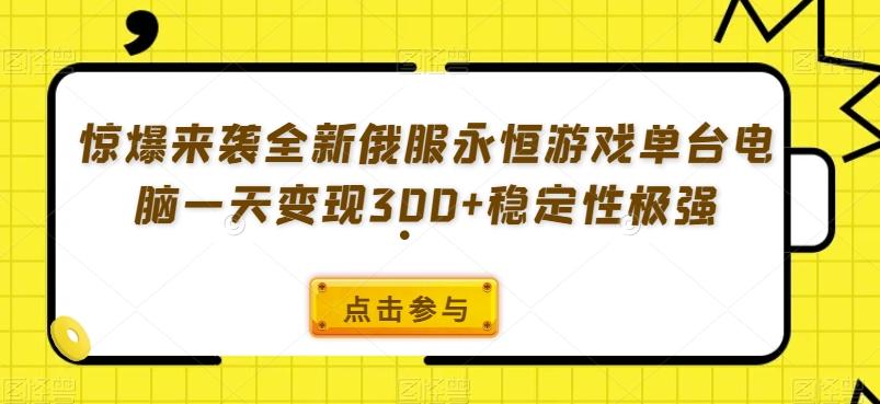 惊爆来袭全新俄服永恒游戏单台电脑一天变现300+稳定性极强-资源宝库
