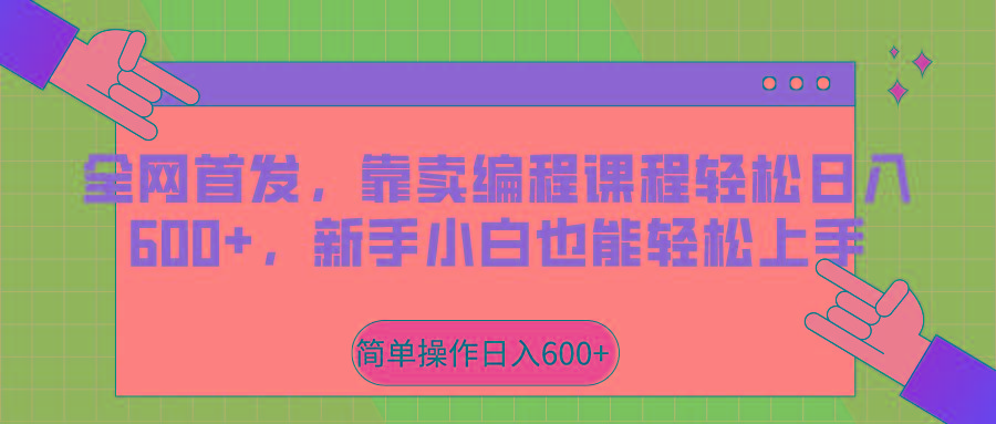 全网首发，靠卖编程课程轻松日入600+，新手小白也能轻松上手-资源宝库