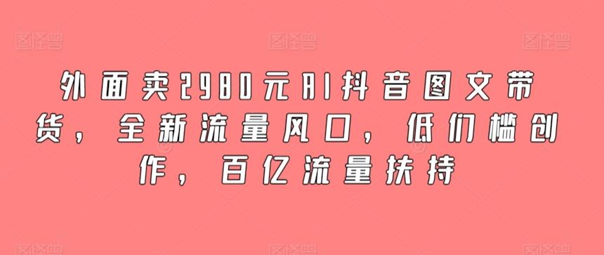 外面卖2980元AI抖音图文带货，全新流量风口，低们槛创作，百亿流量扶持-资源宝库