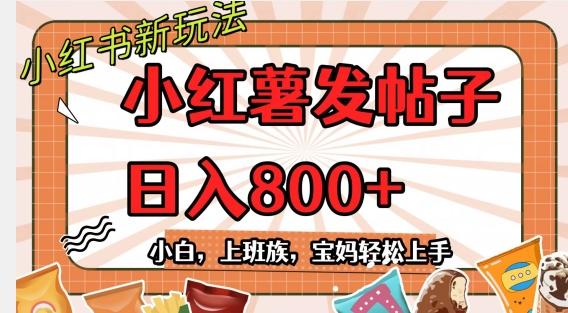 小红薯发日常帖子，日入800+小白专属项目可批量操作-资源宝库