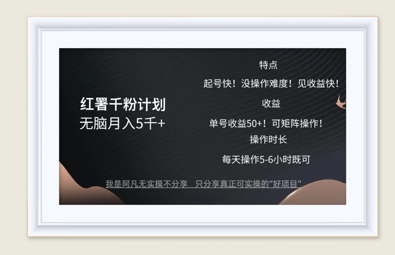 红薯千粉计划无脑月入5千+！既做既赚！-资源宝库