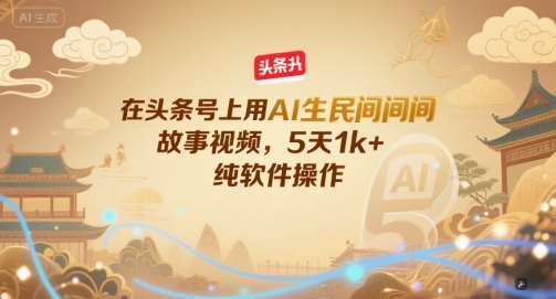 在头条号上用AI生民间故事视频,5天1k+,纯软件操作-资源宝库