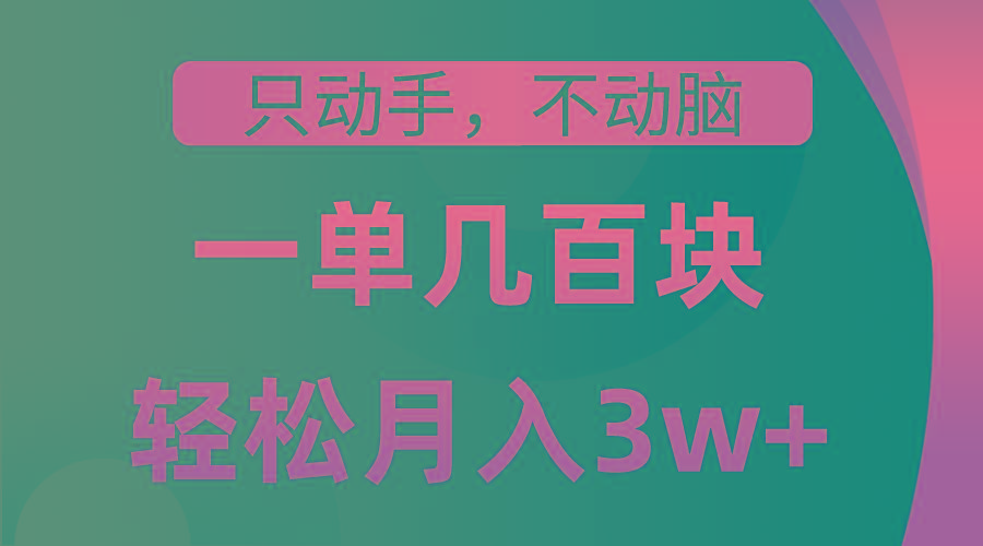 只动手不动脑，一单几百块，轻松月入3w+，看完就能直接操作，详细教程-资源宝库