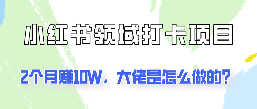 通过小红书领域打卡项目2个月赚10W，大佬是怎么做的？-资源宝库