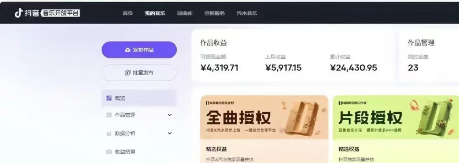 抖音汽水音乐人计划无脑月入5000+操作简单实操已落地-资源宝库