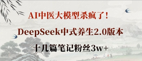 AI中医大模型杀疯了!DeepSeek中式养生2.0版本,十几篇笔记粉丝3w+-资源宝库