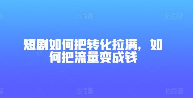 短剧如何把转化拉满，如何把流量变成钱-资源宝库