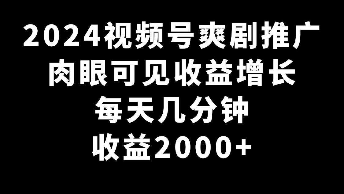 2024视频号爽剧推广，肉眼可见的收益增长，每天几分钟收益2000+-资源宝库