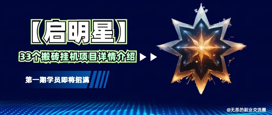 【启明星】33个挂机搬砖项目详细介绍,新手网创看这个就够了。-资源宝库