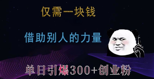 仅需一块钱，借助别人的力量，单日引爆300+创业粉、兼职粉【揭秘】-资源宝库