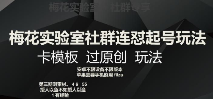 梅花实验室社群连怼起号玩法，卡模板过原创玩法【揭秘】-资源宝库