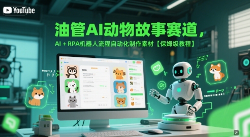 油管AI动物故事赛道,AI+RPA机器人流程自动化制作素材【保姆级教程】-资源宝库