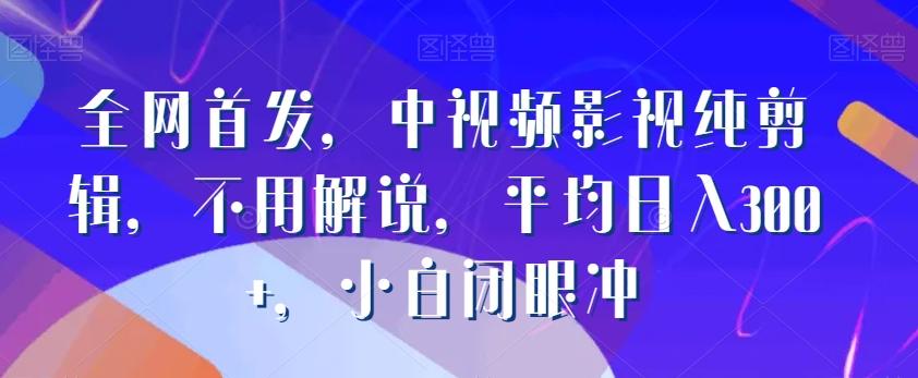 全网首发，中视频影视纯剪辑，不用解说，平均日入300+，小白闭眼冲-资源宝库