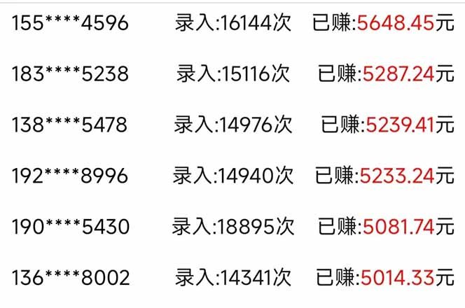 信息录入，几秒一单，只需一部手机，小白轻松上手，日入500＋-资源宝库