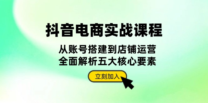 抖音 电商实战课程：从账号搭建到店铺运营，全面解析五大核心要素-资源宝库