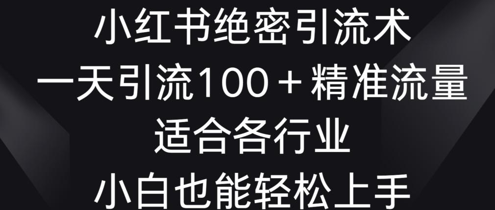 小红书绝密引流术，一天引流100+精准流量，适合各个行业，小白也能轻松上手【揭秘】-资源宝库