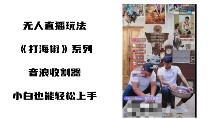 打海椒无人直播整蛊项目，小白轻松上手撸音浪收割器-资源宝库