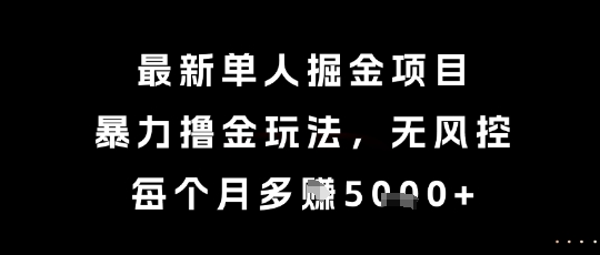 最新单人掘金项目，暴力撸金玩法，无风控，每个月多挣5k+【揭秘】-资源宝库
