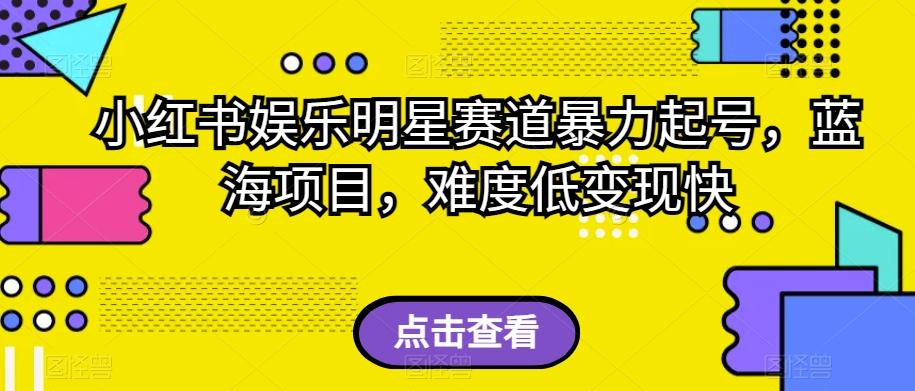 小红书娱乐明星赛道暴力起号，蓝海项目，难度低变现快【揭秘】-资源宝库