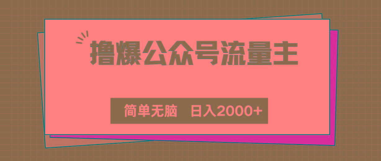 撸爆公众号流量主，简单无脑，单日变现2000+-资源宝库