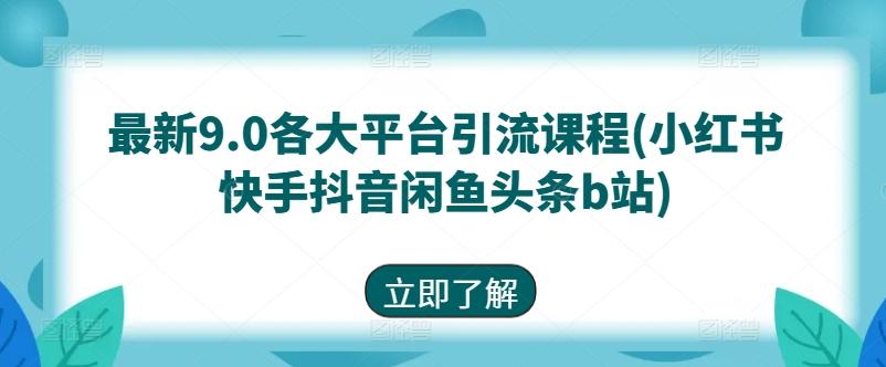 最新9.0各大平台引流课程(小红书快手抖音闲鱼头条b站)-资源宝库