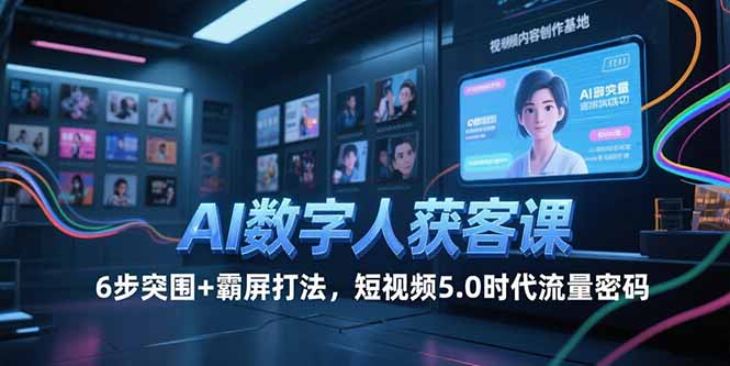 AI数字人获客课,6步突围+霸屏打法,短视频5.0时代流量密码-资源宝库