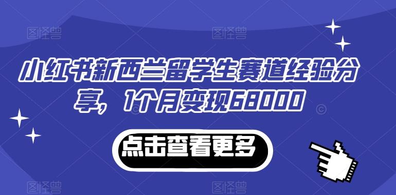 小红书新西兰留学生赛道经验分享，1个月变现68000【揭秘】-资源宝库
