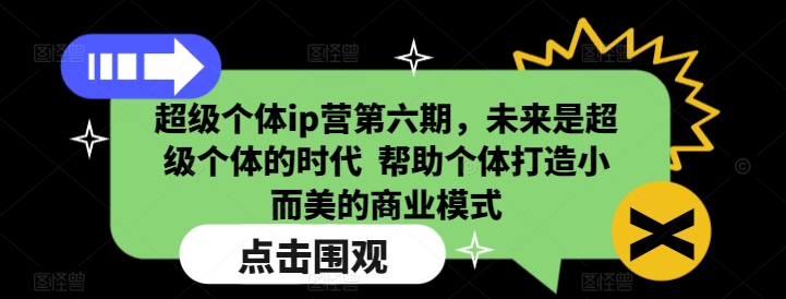 超级个体ip营第六期，未来是超级个体的时代  帮助个体打造小而美的商业模式-资源宝库