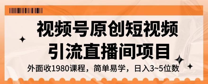 视频号原创短视频引流直播间项目，日入3~5五位数【揭秘】-资源宝库