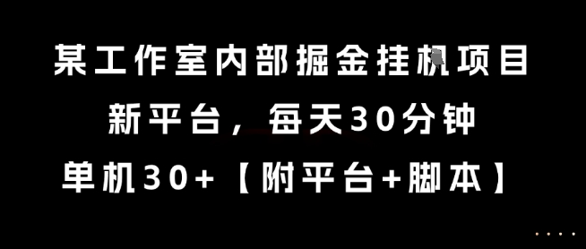 某工作室内部掘金挂G项目,新平台,每天30分钟,单机30+【揭秘】-资源宝库