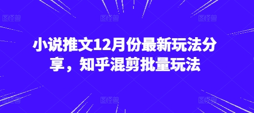 小说推文12月份最新玩法分享，知乎混剪批量玩法-资源宝库
