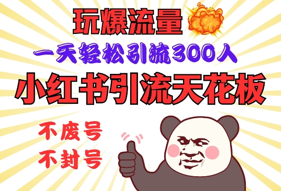小红书引流天花板，玩爆流量，一天轻松引流300人，安全操作-资源宝库