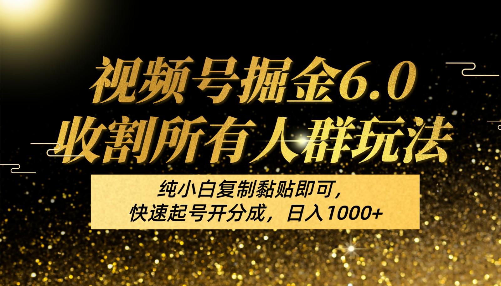 视频号掘金6.0收割所有人群玩法！纯小白复制黏贴即可，快速起号开分成，日入1000+-资源宝库