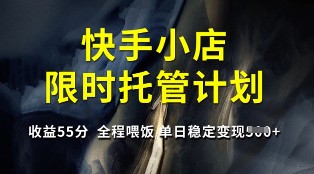 快手小店限时托管计划,收益55分,全程喂饭,单日稳定变现5张【揭秘】-资源宝库