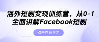 海外短剧变现训练营,从0-1全面讲解Facebook短剧-资源宝库