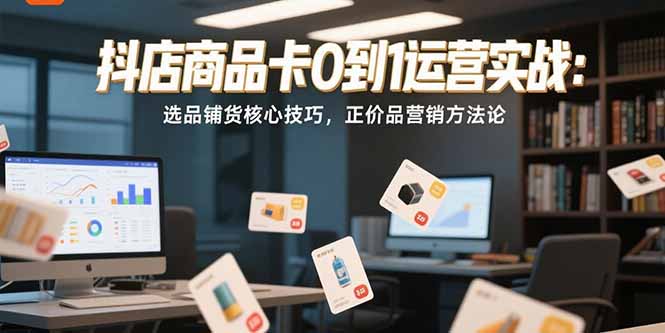抖店商品卡0到1运营实战：选品铺货核心技巧，正价品营销方法论-资源宝库