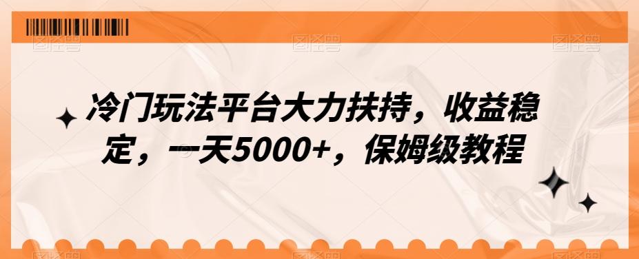 冷门玩法平台大力扶持，收益稳定，一天5000+，保姆级教程（附抖音7天起号法）-资源宝库