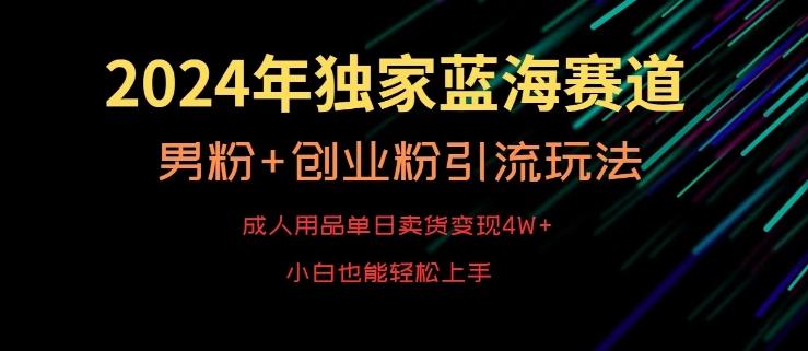 2024年独家蓝海赛道，成人用品单日卖货变现4W+，男粉+创业粉引流玩法，不愁搞不到流量【揭秘】-资源宝库