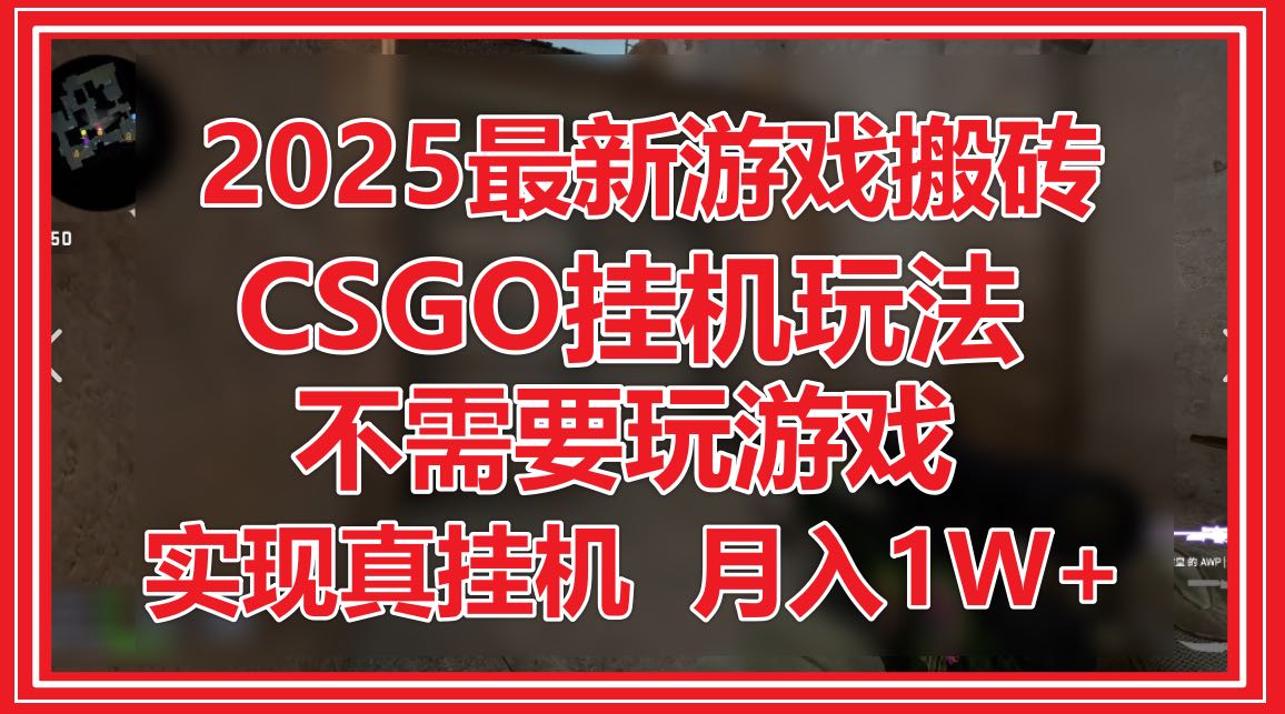 2025最新游戏搬砖，CSGO挂机，不需要玩游戏，实现真挂机，月入1W+-资源宝库
