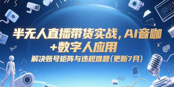 半无人直播带货实战,AI音咖+数字人应用 解决账号矩阵与违规难题(更新7月-资源宝库