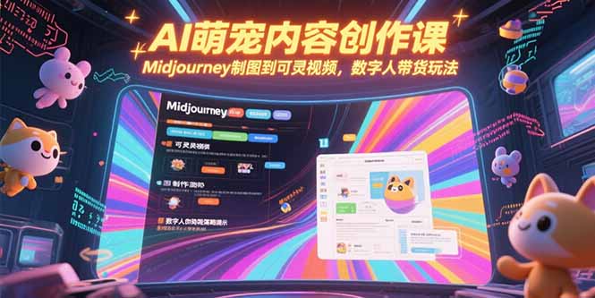 AI萌宠内容创作课,Midjourney制图到可灵视频,数字人带货玩法-资源宝库