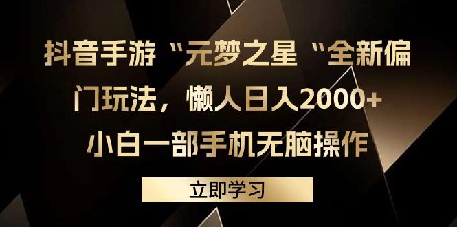 (9456期)抖音手游“元梦之星“全新偏门玩法，懒人日入2000+，小白一部手机无脑操作-资源宝库