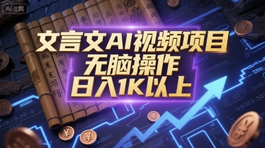 文言文AI视频项目,无脑操作,日入1K以上-资源宝库