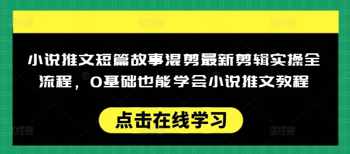 小说推文短篇故事混剪最新剪辑实操全流程,0基础也能学会小说推文教程,肯干多发日入多张-资源宝库
