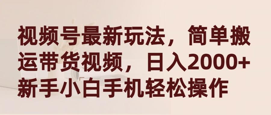 (9486期)视频号最新玩法，简单搬运带货视频，日入2000+，新手小白手机轻松操作-资源宝库