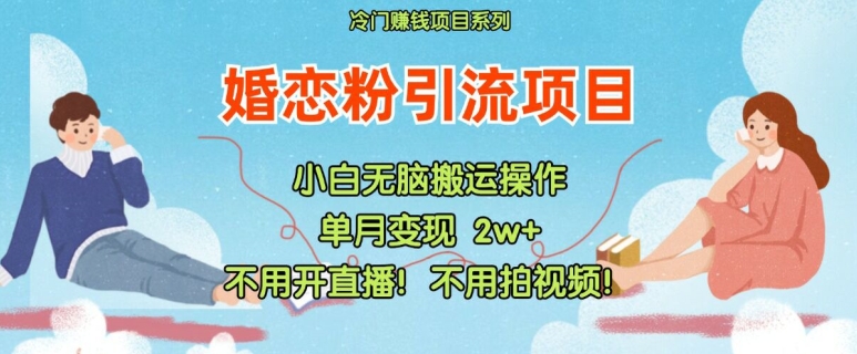 小红书婚恋粉引流，不用开直播，不用拍视频，不用做交付【揭秘】-资源宝库